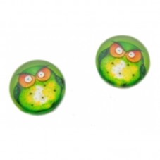 Lot de 2 Cabochons en Verre Hibou Vert Rond 12mm pour la Création de Bijoux Fantaisie - DIY
