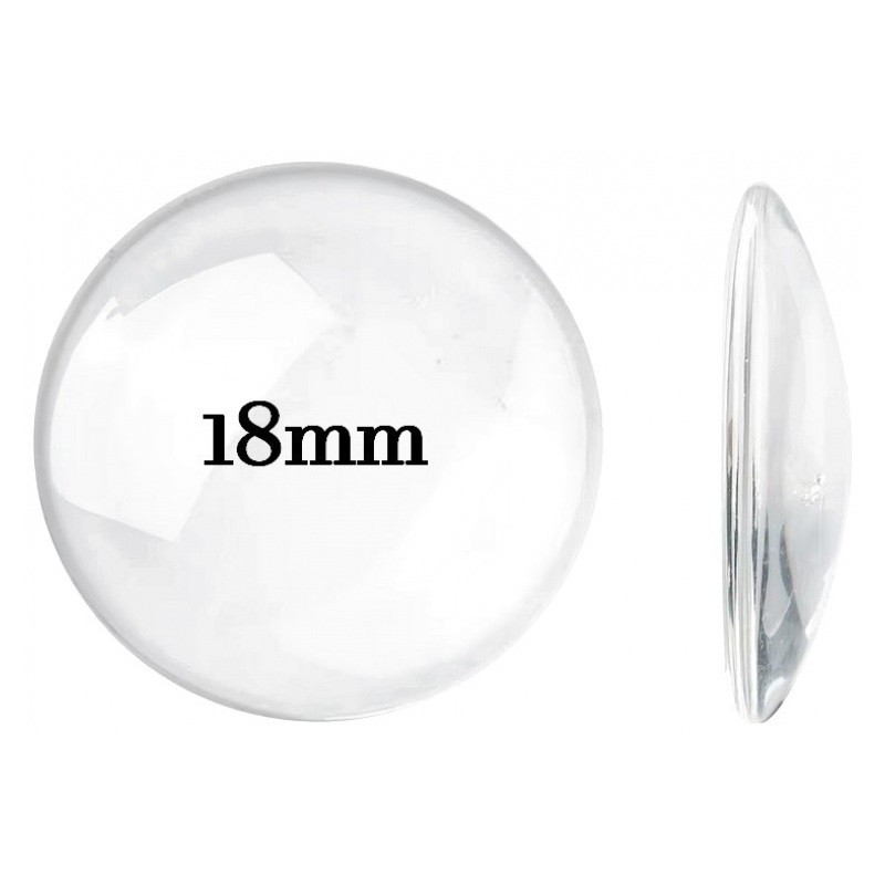 Cabochon Transparent en Verre Vierge 18mm