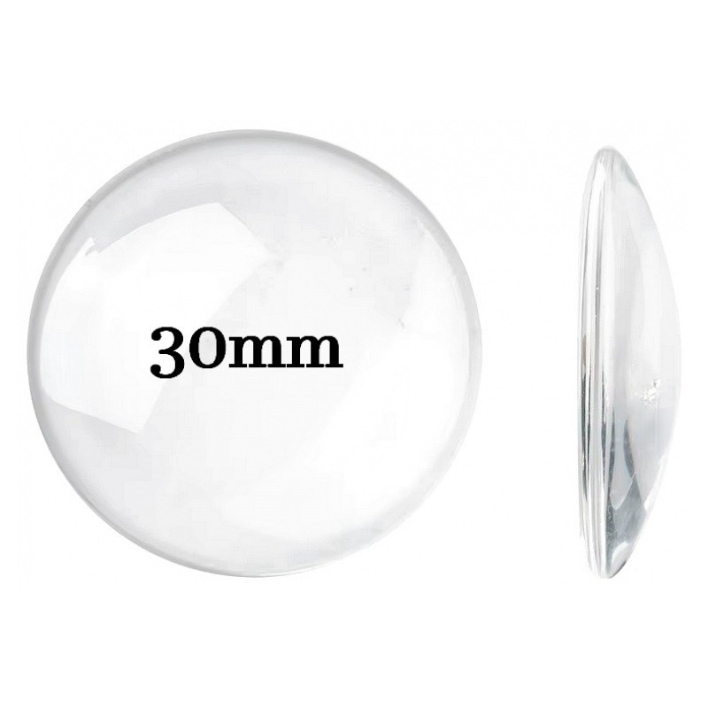 Cabochon Transparent en Verre Vierge 30mm