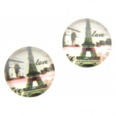 Lot de 2 Cabochons en Verre Tour Eiffel Love 12mm pour la Création de Bijoux Fantaisie - DIY
