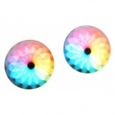 Lot de 2 Cabochons en Verre Fleur Arc-en-Ciel 12mm pour la Création de Bijoux Fantaisie - DIY