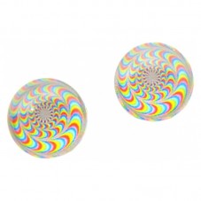 Lot de 2 Cabochons en Verre Ondes Arc-en-Ciel 12mm pour la Création de Bijoux Fantaisie - DIY