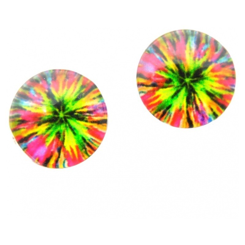 Lot de 2 Cabochons en Verre Explosion Arc-en-Ciel 12mm