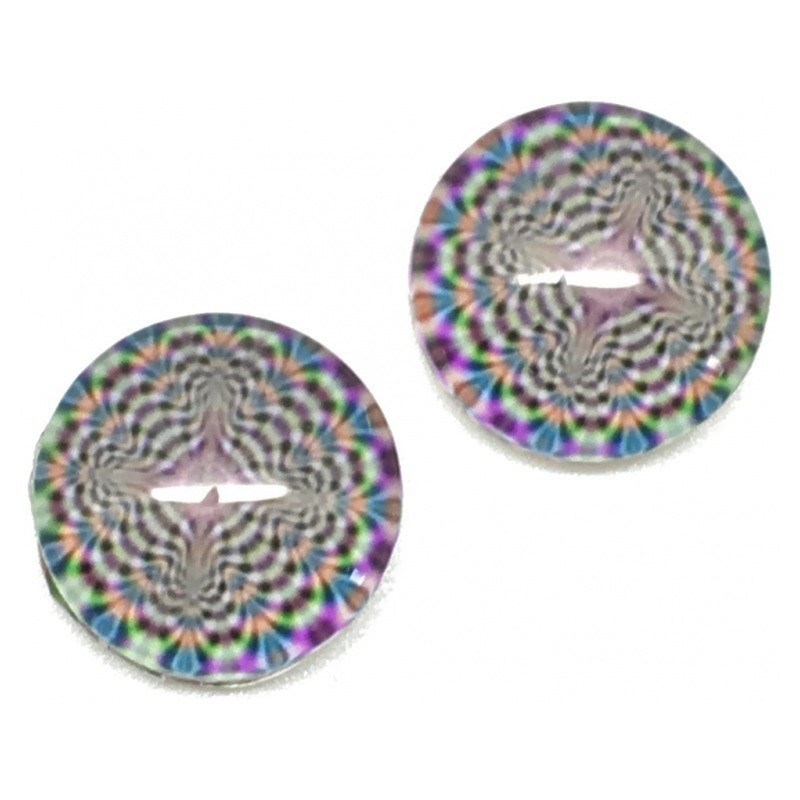 Lot de 2 Cabochons en Verre Spirale Optique Noire 12mm