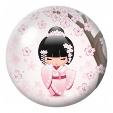 Cabochon en Verre Illustré Kokeshi Rose sous les Fleurs de Cerisier 12 à 25mm pour la Création de Bijoux Fantaisie - DIY