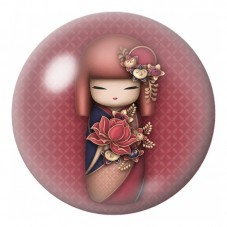 Cabochon en Verre Illustré Kokeshi Prune à la Rose 12 à 25mm pour la Création de Bijoux Fantaisie - DIY