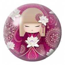 Cabochon en Verre Illustré Kokeshi Rose aux Lotus Blancs 12 à 25mm pour la Création de Bijoux Fantaisie - DIY