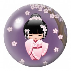 Cabochon en Verre Illustré Kokeshi Rose sous le Cerisier Mauve 12 à 25mm pour la Création de Bijoux Fantaisie - DIY