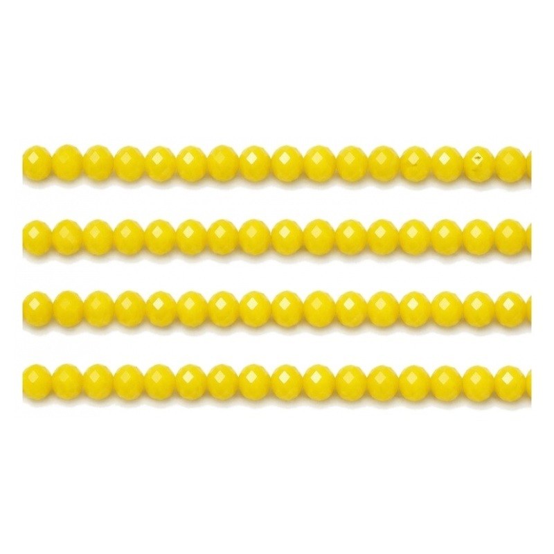 110 Perles à Facettes en Verre Jaune 4mm