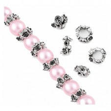 5 Perles Intercalaires Fleurs en Métal Argenté 12x11mm pour la Création de Bijoux Fantaisie - DIY
