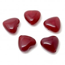 5 Perles Coeur Pierre Naturelle Agate Rouge 11mm pour la Création de Bijoux Fantaisie - DIY