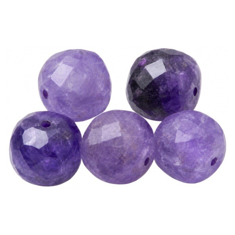 5 Perles Pierre Naturelle Améthyste Carré à Facettes 8mm