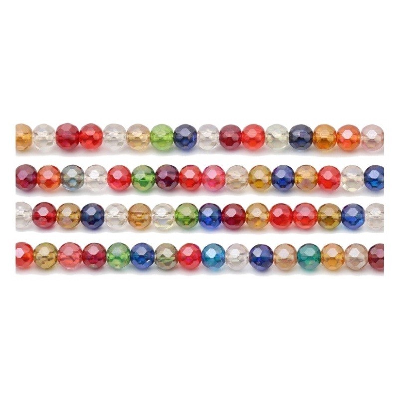 110 Perles à Facettes en Verre Multicolore 4mm