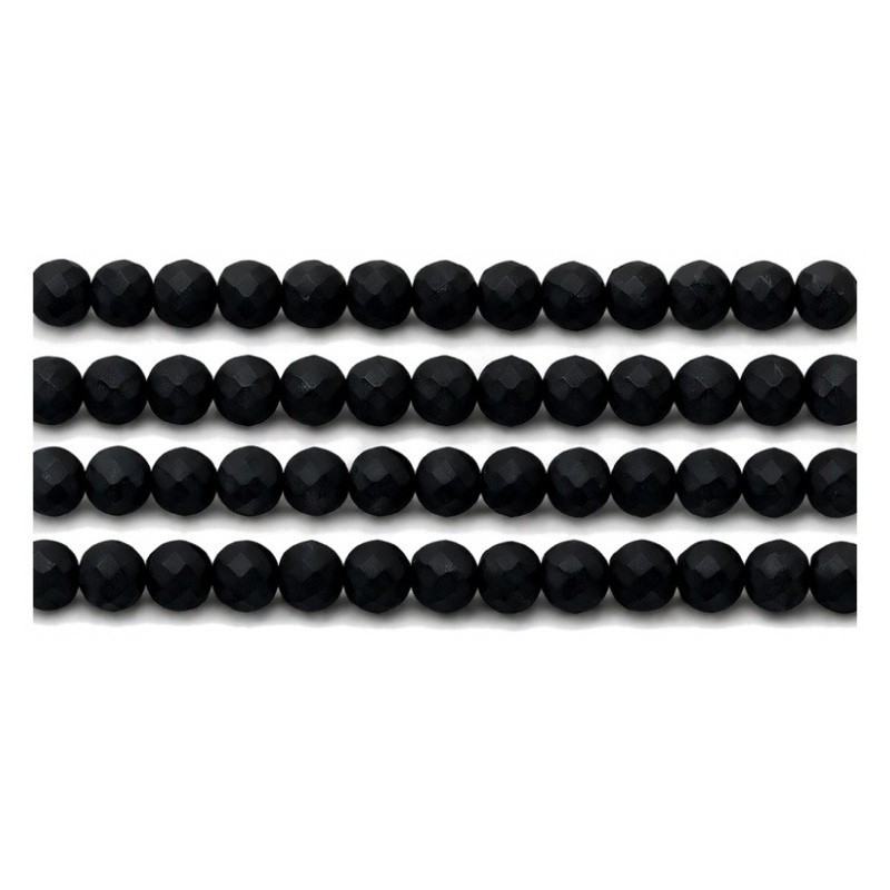 110 Perles à Facettes en Verre Noir Mat 4mm
