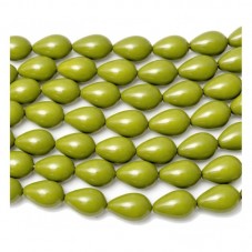 5 Perles Goutte en Pierre Synthétique Vert Olive 13x9mm pour la Création de Bijoux Fantaisie - DIY