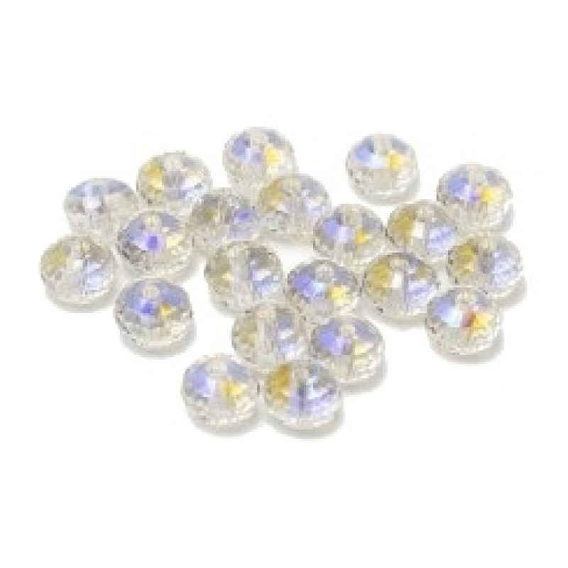 10 Perles Autrichiennes à Facettes en Verre Reflets Bleus, Violets et Jaunes 6x4mm