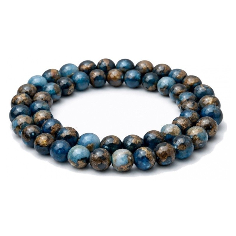 10 Perles Pierre Naturelle Apatite Bleue avec Matrice 6mm