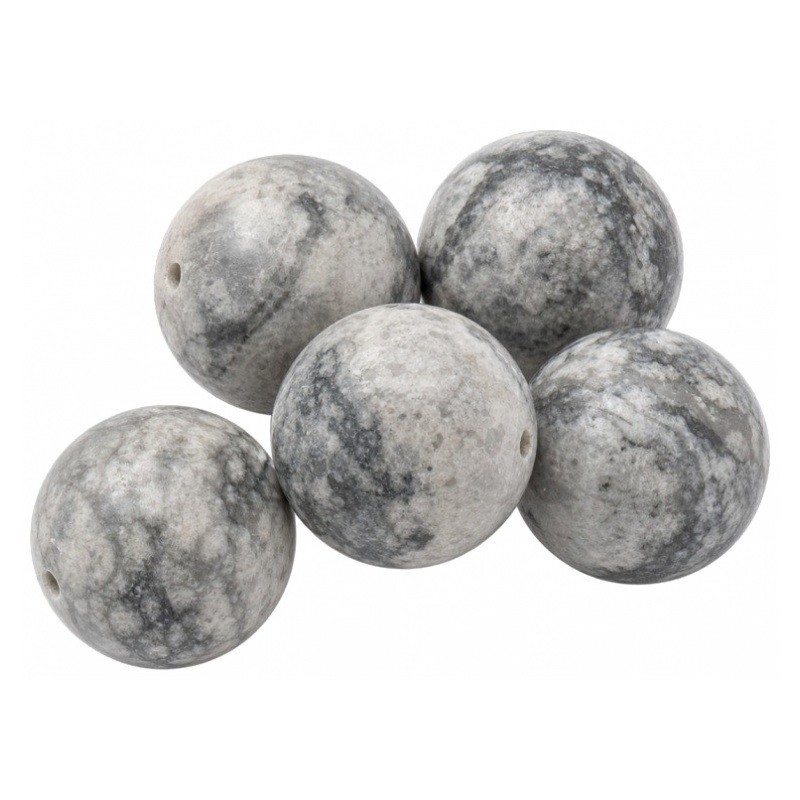 5 Perles Pierre Naturelle Jaspe Gris 8mm