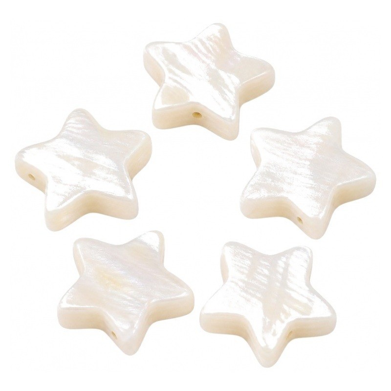 55 Perles Étoile en Nacre Pierre Naturelle Blanc 8mm
