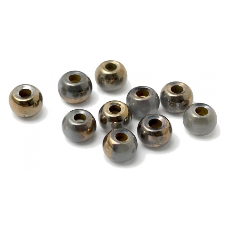 250 Perles en Verre Gris et Doré 4mm