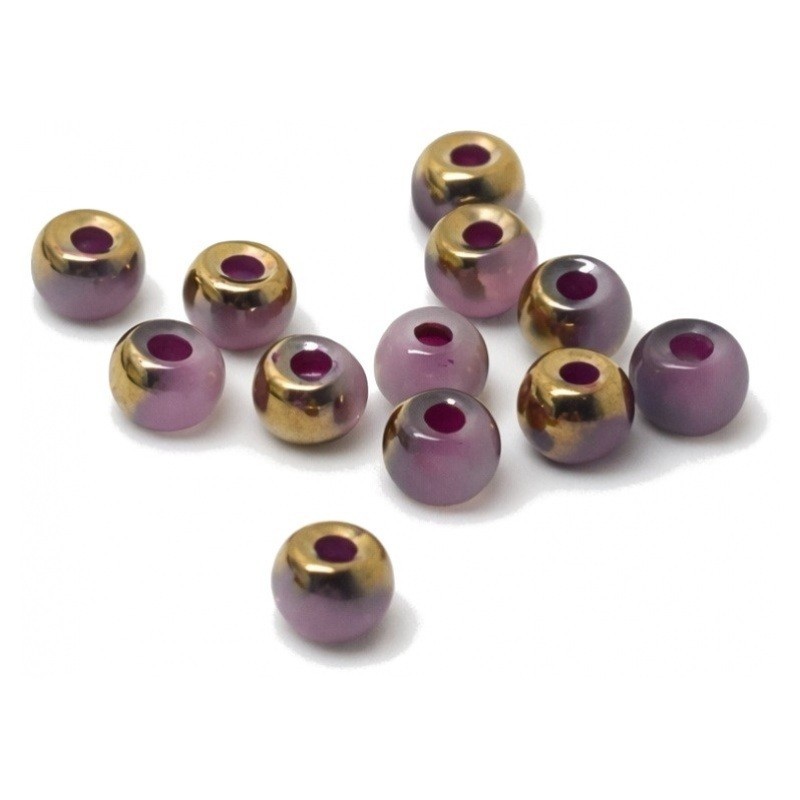 250 Perles en Verre Rose et Doré 4mm