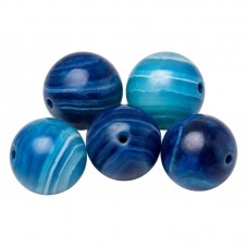 5 Perles Pierre Naturelle Agate Bleue Teintée 8mm pour la Création de Bijoux Fantaisie - DIY