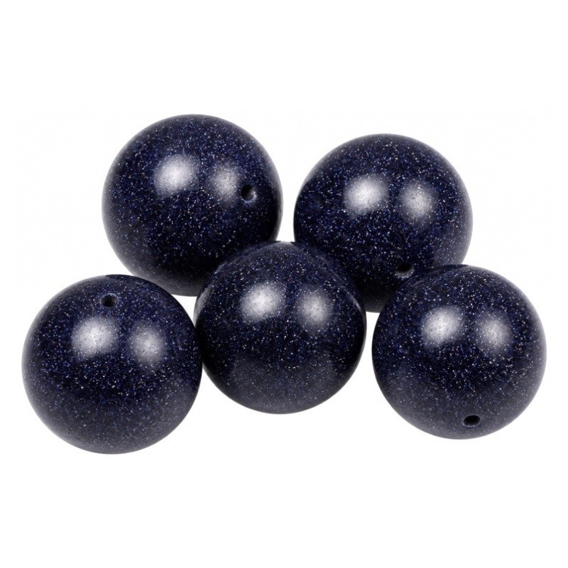 5 Perles en Pierre Naturelle Sable d'Or Bleu 8mm