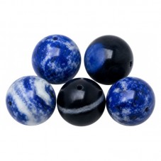 5 Perles Pierre Naturelle Agate Bleue Veinée 8mm pour la Création de Bijoux Fantaisie - DIY