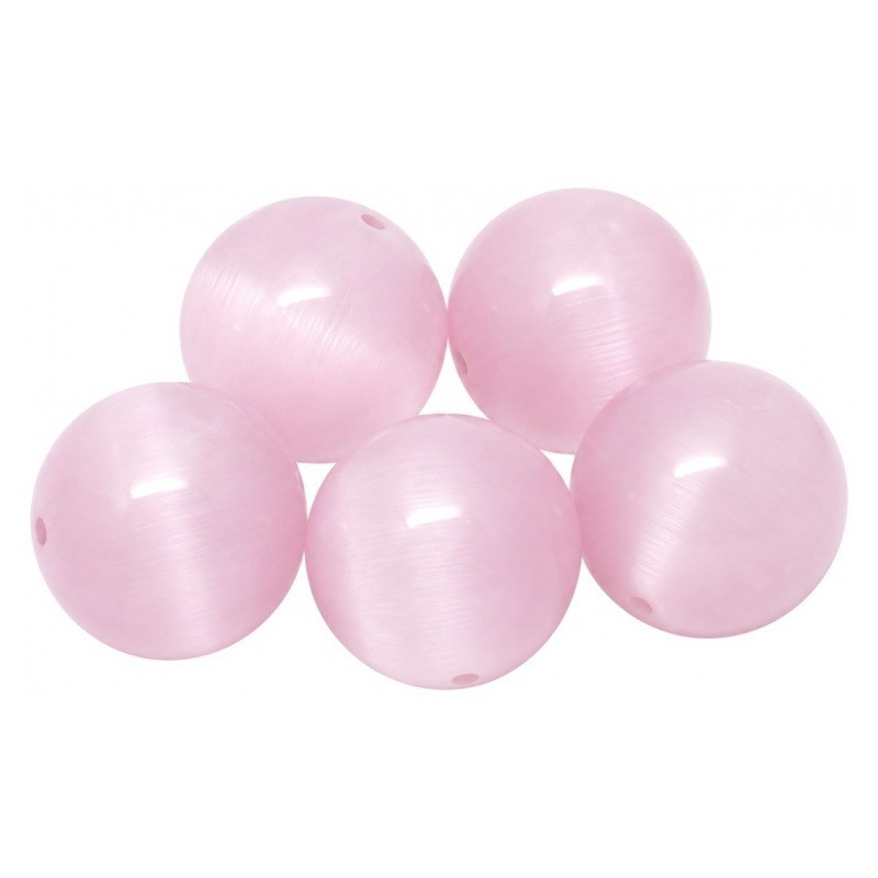 5 Perles en Verre Oeil de Chat Rose 8mm