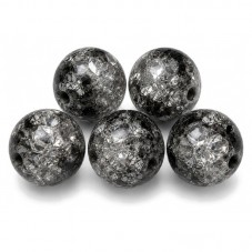 10 Perles en Verre Craquelé Noir 6mm pour la Création de Bijoux Fantaisie - DIY