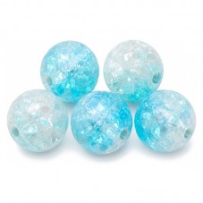 10 Perles en Verre Craquelé Bleu 6mm pour la Création de Bijoux Fantaisie - DIY