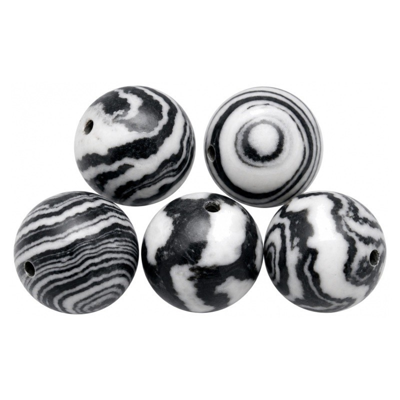 10 Perles Pierre Naturelle Jaspe Zèbre 6mm