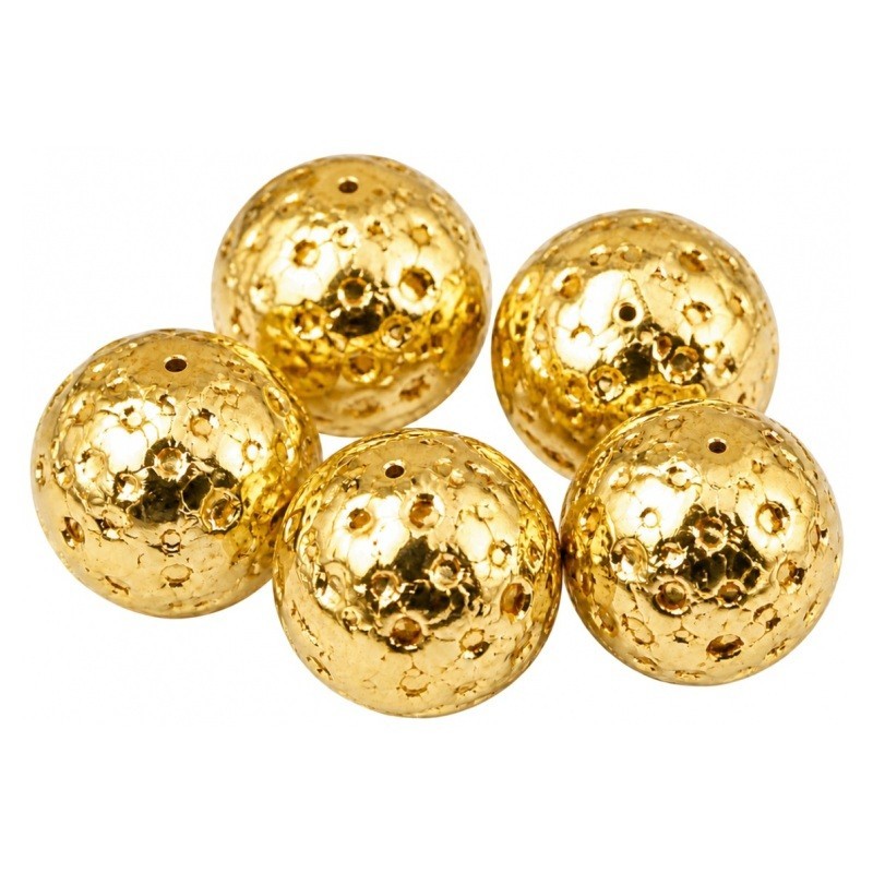 5 Perles Pierre de Lave Naturelle Plaqué Or 14k 8mm