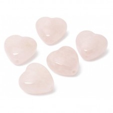 5 Perles Coeur Pierre Naturelle Quartz Rose 9mm pour la Création de Bijoux Fantaisie - DIY