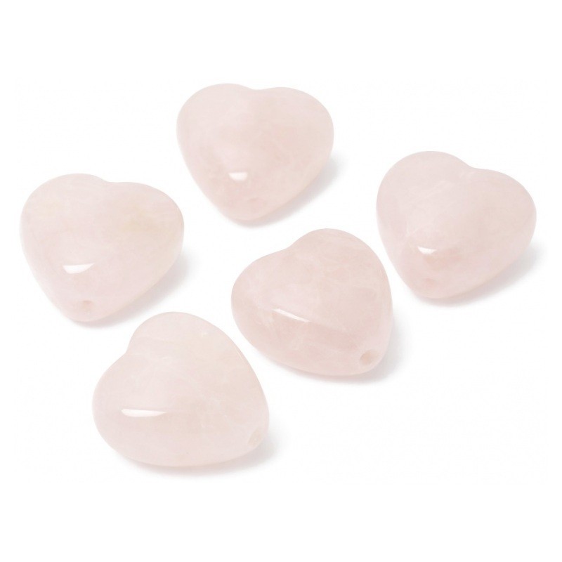 5 Perles Coeur Pierre Naturelle Quartz Rose 9mm