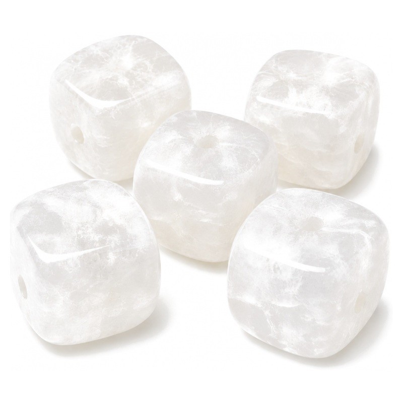 5 Perles Pierre Naturelle Agate Carré Blanc 8mm