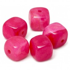 5 Perles Pierre Naturelle Agate Carré Fuchsia 8mm pour la Création de Bijoux Fantaisie - DIY