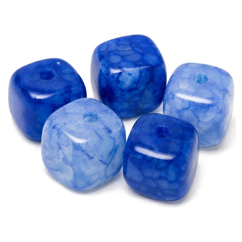 5 Perles Pierre Naturelle Agate Carré Bleu 8mm