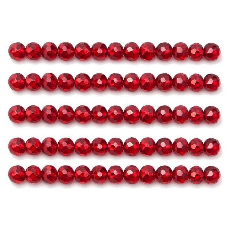 50 Perles Autrichiennes à Facettes en Verre Rouge 6x4mm