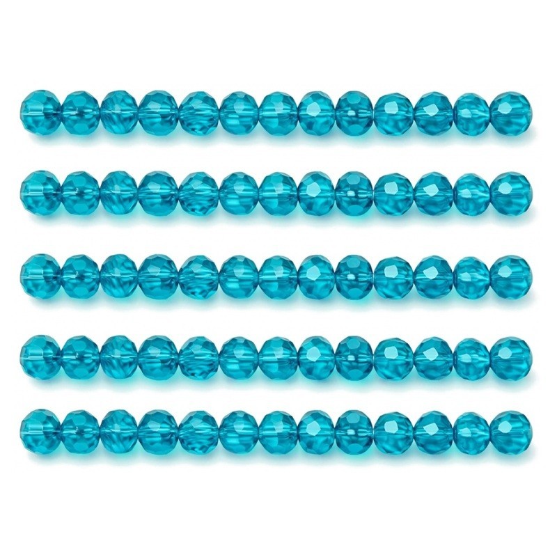 50 Perles Autrichiennes à Facettes en Verre Bleu 6x4mm