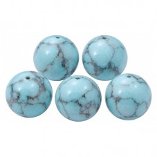 5 Perles Pierre Naturelle Turquoise Bleu 8mm pour la Création de Bijoux Fantaisie - DIY