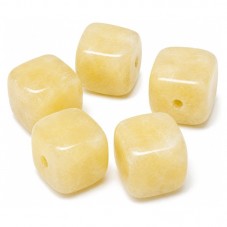 5 Perles Pierre Naturelle Jade Jaune Carré 8mm pour la Création de Bijoux Fantaisie - DIY
