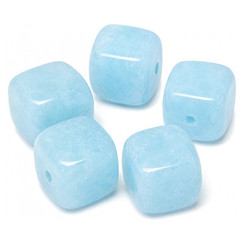 5 Perles Pierre Naturelle Amazonite Bleu Ciel Carré 8mm