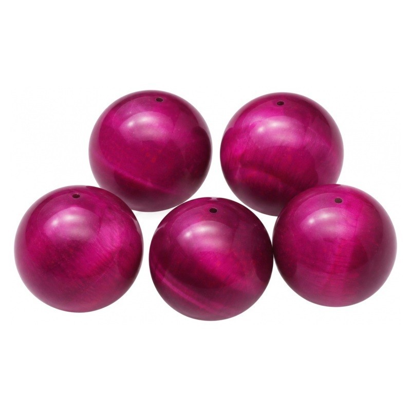 5 Perles Pierre Naturelle Oeil de Tigre Teinté Pourpre 8mm