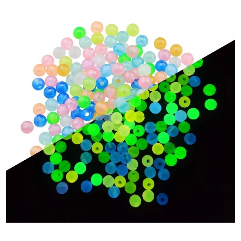 200 Perles Rondes Colorées Fluorescentes Phosphorescentes 6mm "Brillent dans le noir"
