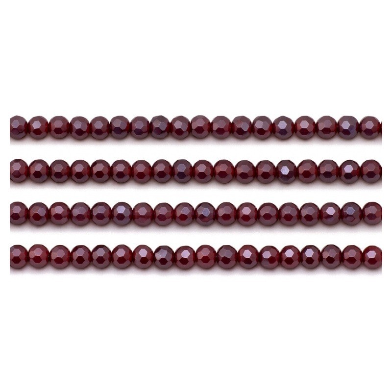 110 Perles à Facettes en Verre Rouge Foncé 4mm
