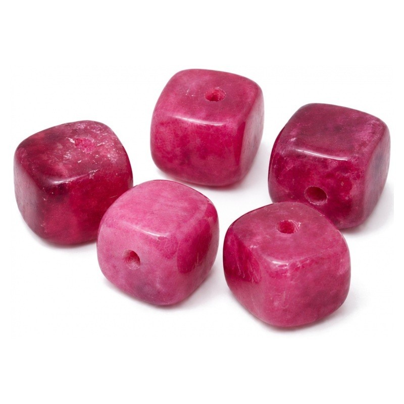 5 Perles Pierre Naturelle Tourmaline Rose Carré 8mm