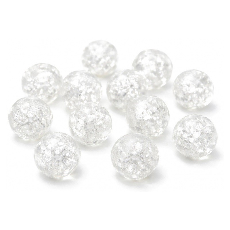 10 Perles en Verre Craquelé Blanc 6mm