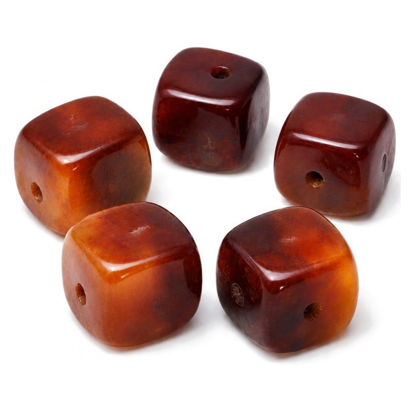 5 Perles Pierre Naturelle Agate Café Carré 8mm