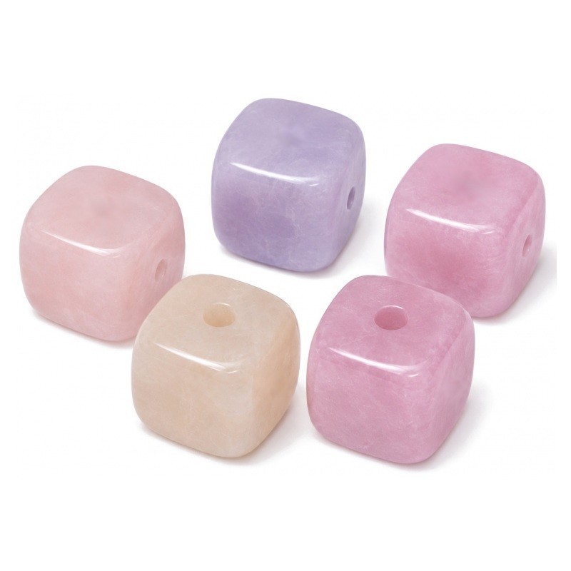 5 Perles Pierre Naturelle Morganite Pastel Carré 8mm